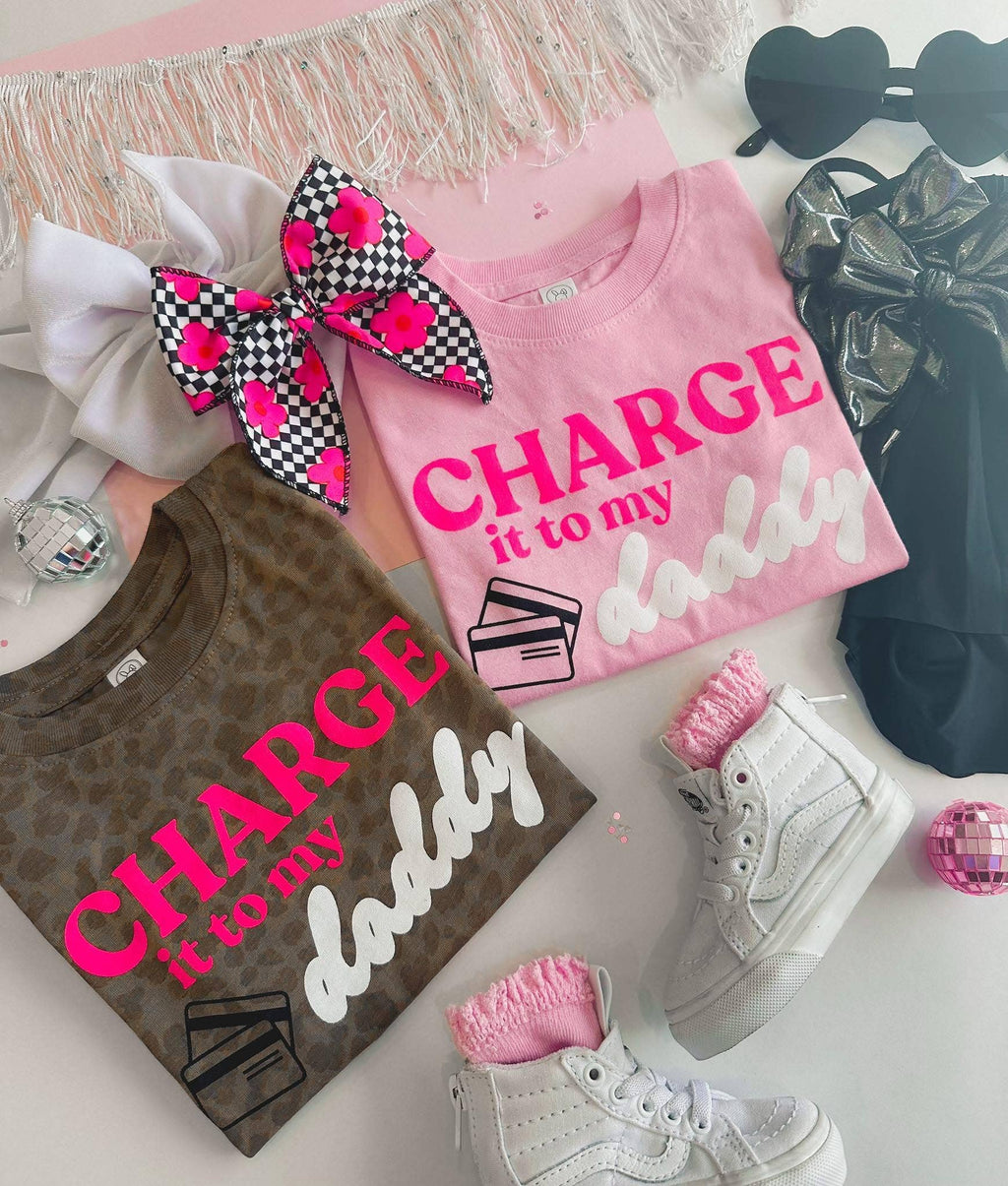 CHARGE IT TO MY DADDY TEE - PINK