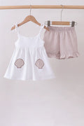 Ivory Shell Embroidery Ruffle Set