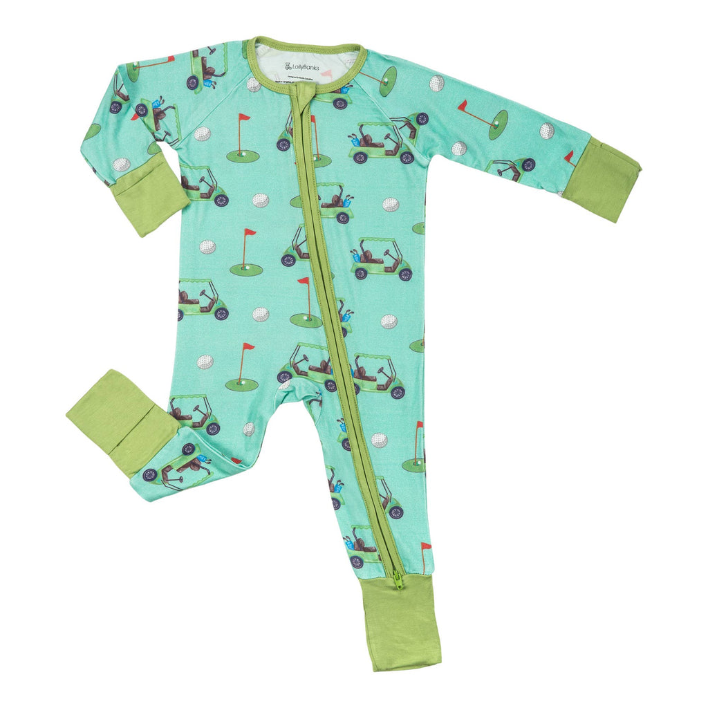 Golf A Round Baby Bamboo Pajamas, 2 Way Zipper Baby Romper