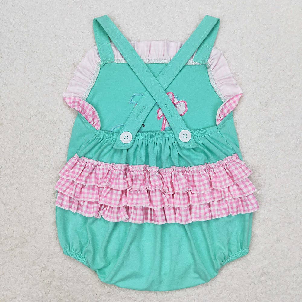 Baby Infant Girls Golf Straps Ruffle Floral Summer Rompers