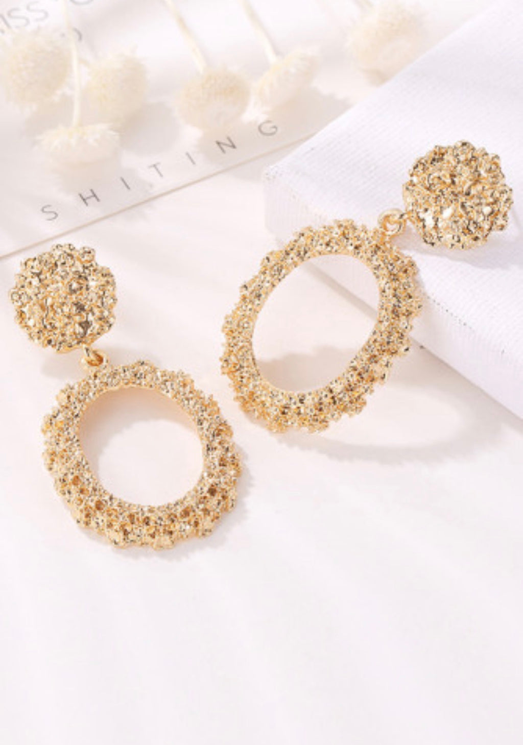 Gold Glittering Dangle Earrings