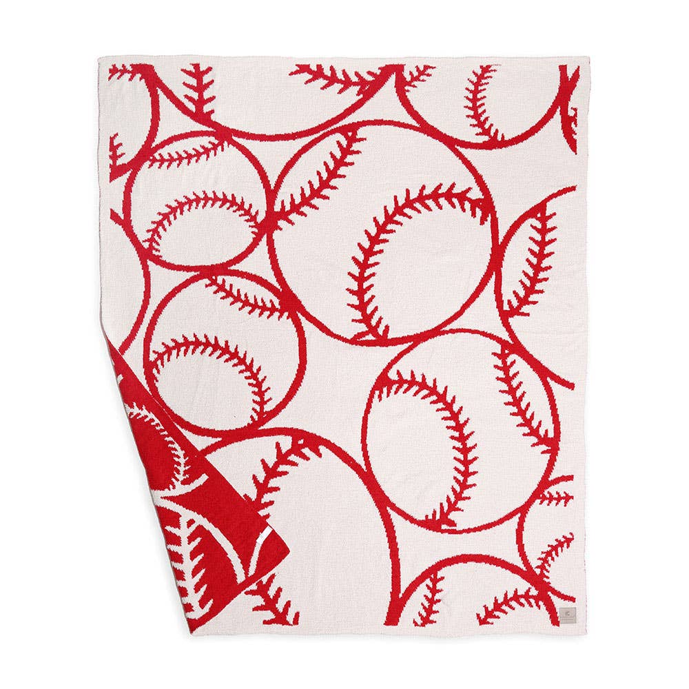 Reversible Baseball Patterned Throw Blanket