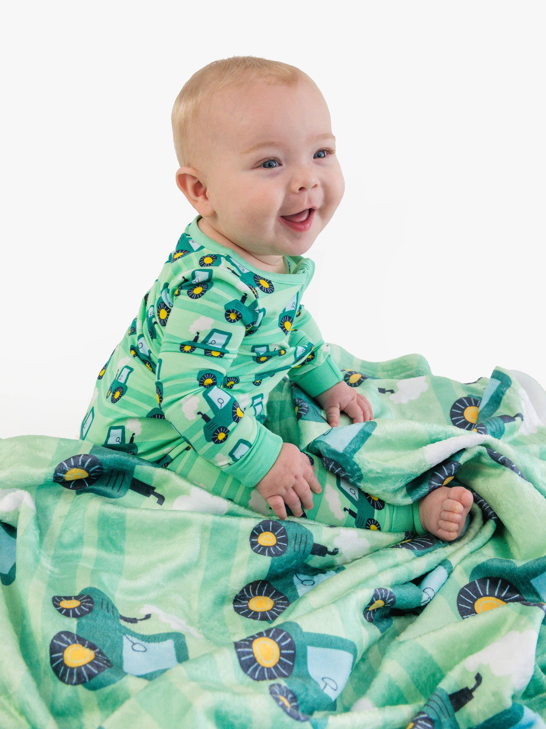 SoftSnooze™ Baby Bamboo Viscose Tractor Time Convertible One Piece Footie Pajama