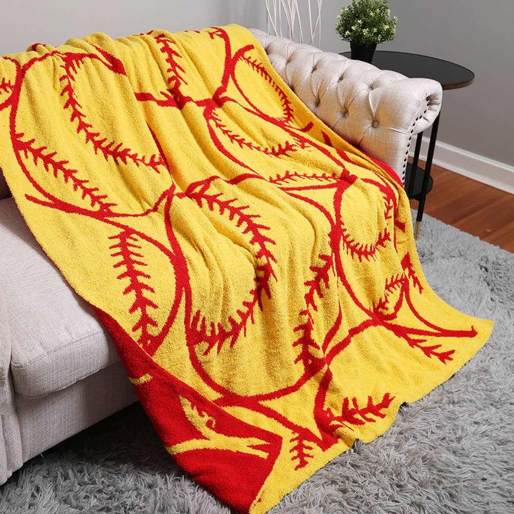 Reversible Baseball Patterned Throw Blanket