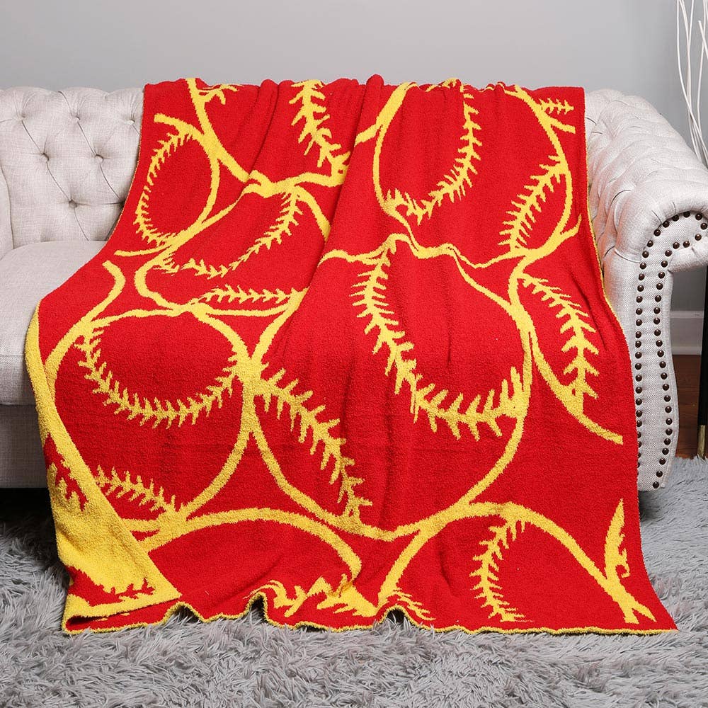 Reversible Baseball Patterned Throw Blanket