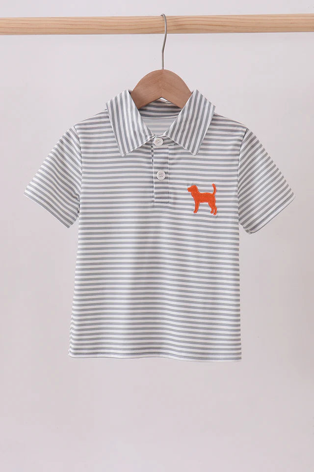 Orange Tennessee embroidery stripe button down shirt