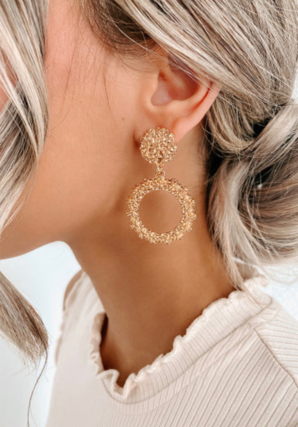 Gold Glittering Dangle Earrings