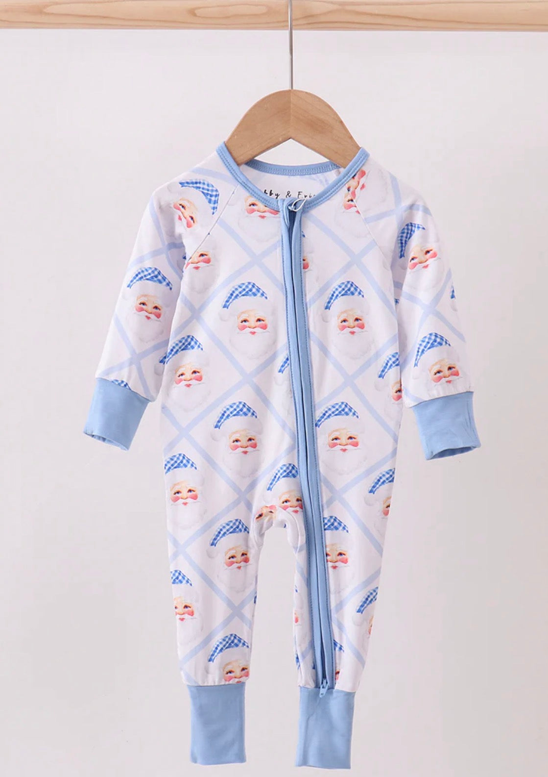 Blue Santa Bamboo Zipper PJ