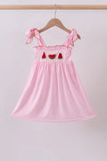 Pink Watermelon Embroidery Ruffle
