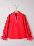 Firey Red Ruffle Blouse