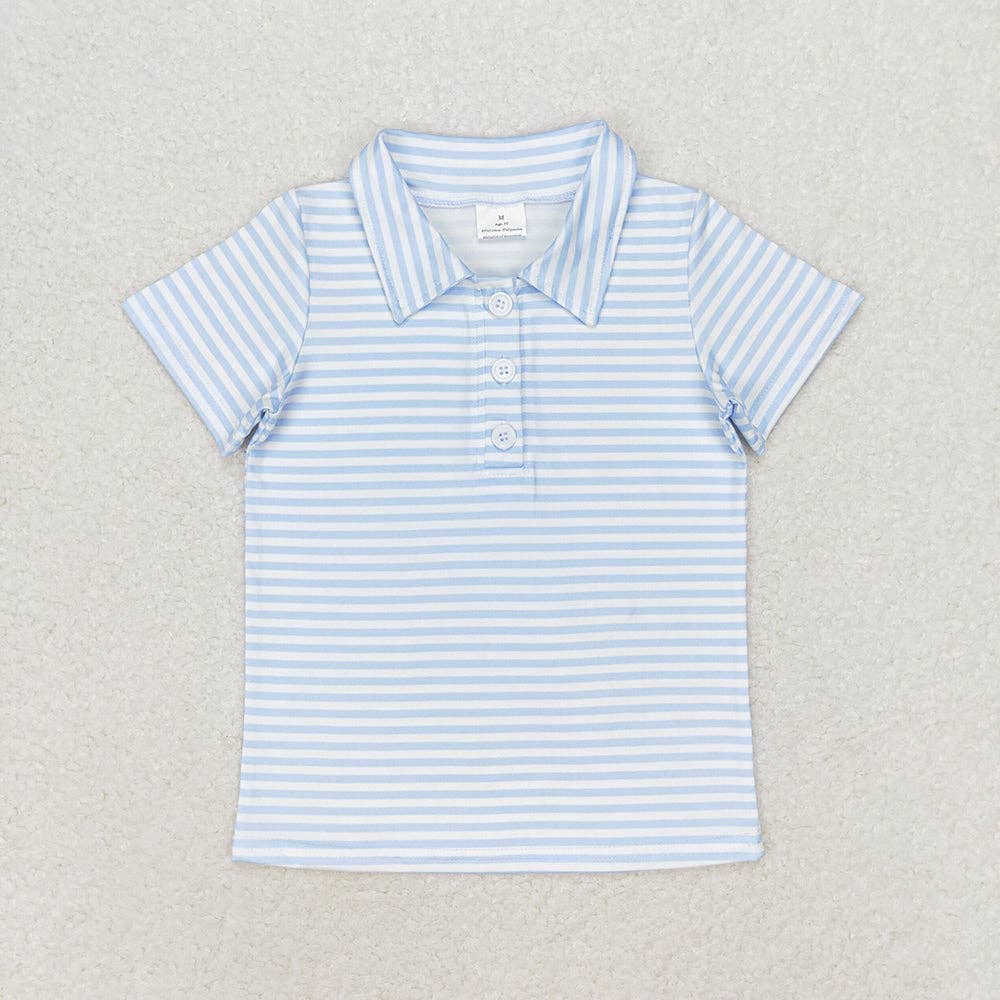 Baby Boys Blue Stripes Short Sleeve Shirt