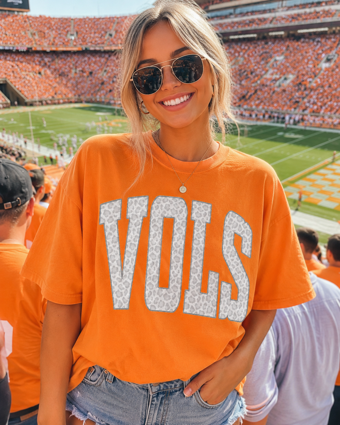 White Leopard VOLS Game Day Tee - Tennessee Football Shirt - Orange Gildan Unisex Fit Boutique Tee