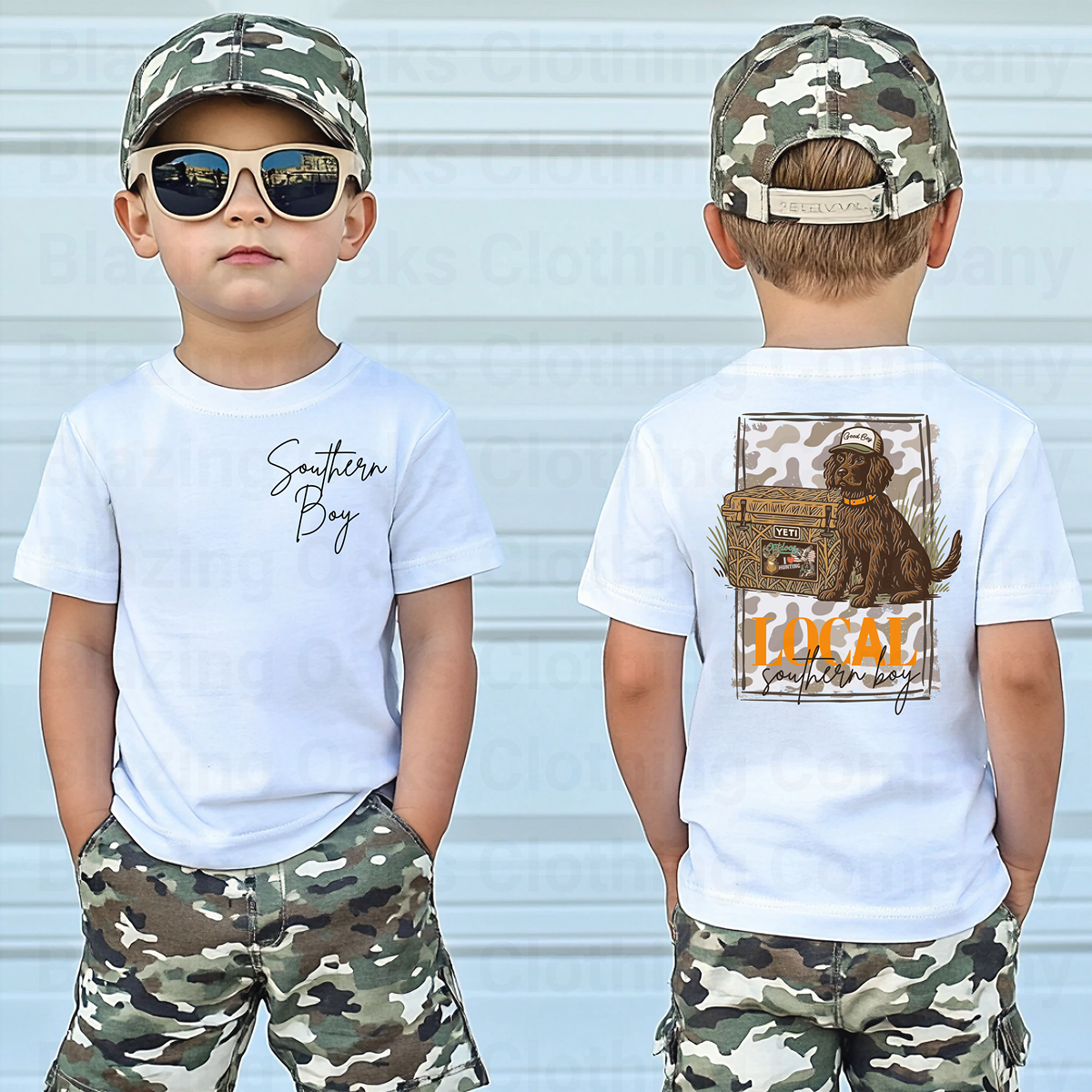 Camo Southern Boy Hunting Dog Short Sleeve Shirt