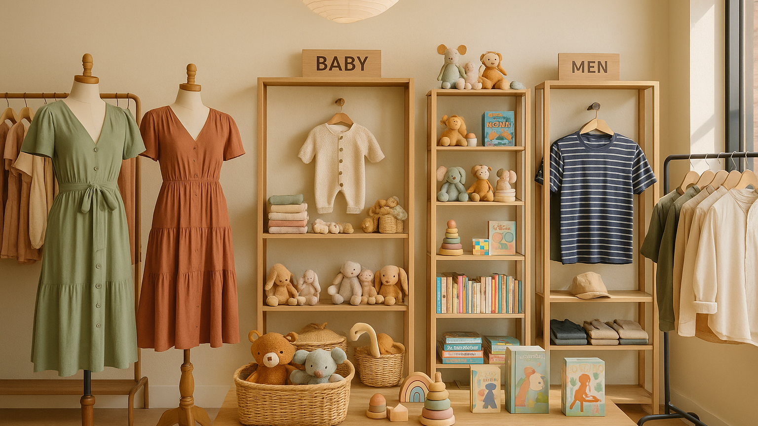 kids, baby, men, women and kids toys and books. a boutique for the whole family